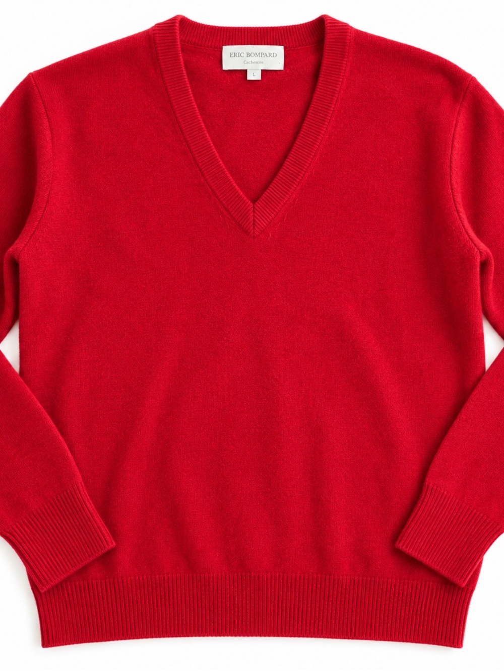 Eric Bompard Women’s 100% Cashmere Red V-Neck Sweater L